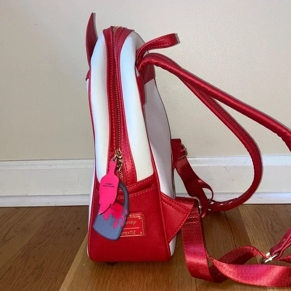 Disney Loungefly Alice in Wonderland Ace Queen of Hearts Mini Backpack Red White - Picture 4 of 16